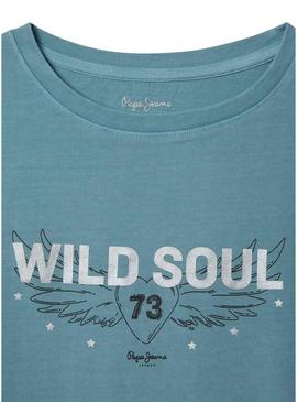 Camiseta Pepe Jeans Thais turquesa para menina.