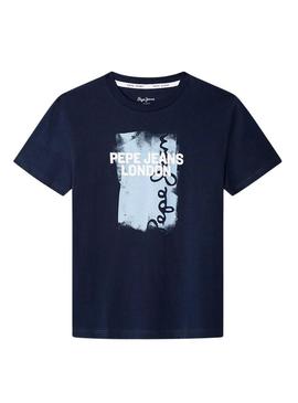 Camiseta Pepe Jeans Alex azul marinho para criança.
