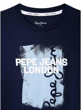 Camiseta Pepe Jeans Alex azul marinho para criança.