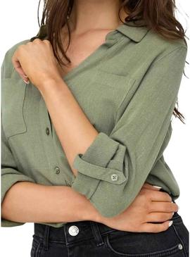 Camisa Only Yasmin verde para mulher.