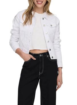 Jaqueta jeans Only Wonder branca para mulher.