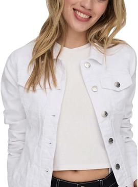 Jaqueta jeans Only Wonder branca para mulher.