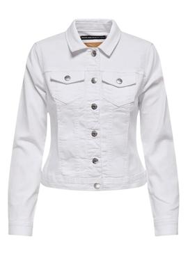 Jaqueta jeans Only Wonder branca para mulher.