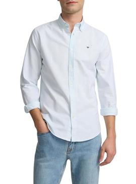 Camisa Silbon Oxford listrada verde para homem.