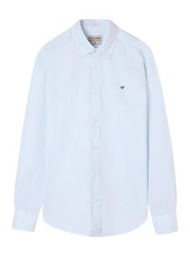 Camisa Silbon Oxford listrada verde para homem.