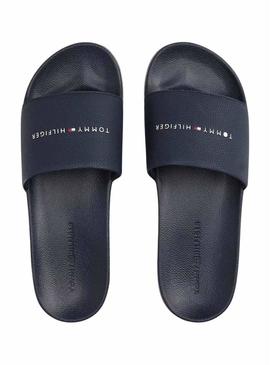 Chinelos Tommy Hilfiger NYC azul marinho para homem.