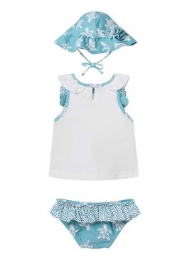 Conjunto de banho azul Mayoral para bebê.