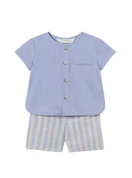 Conjunto Mayoral camisa e short azul para bebê