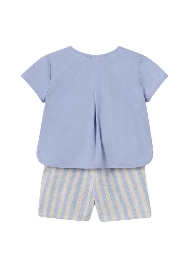 Conjunto Mayoral camisa e short azul para bebê