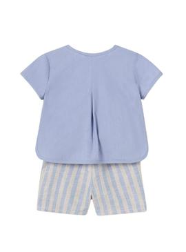 Conjunto Mayoral camisa e short azul para bebê
