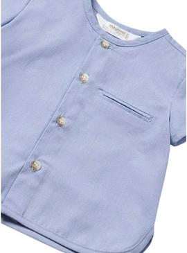 Conjunto Mayoral camisa e short azul para bebê