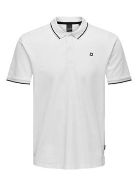 Polo Only and Sons Fletcher branco para homem
