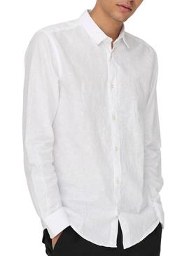 Camisa Only and Sons Caiden branca para homem.