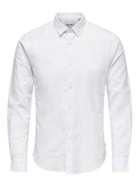 Camisa Only and Sons Caiden branca para homem.