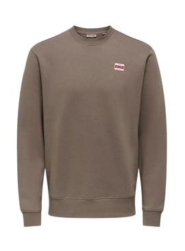 Moletom Only and Sons Dawson marrom para homem.