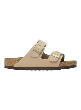 Chinelos Birkenstock Arizona Soft bege para mulheres