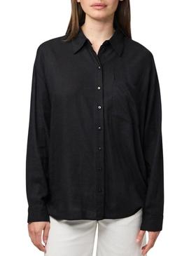 Camisa Pieces Pia preta para mulher.