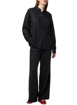 Camisa Pieces Pia preta para mulher.