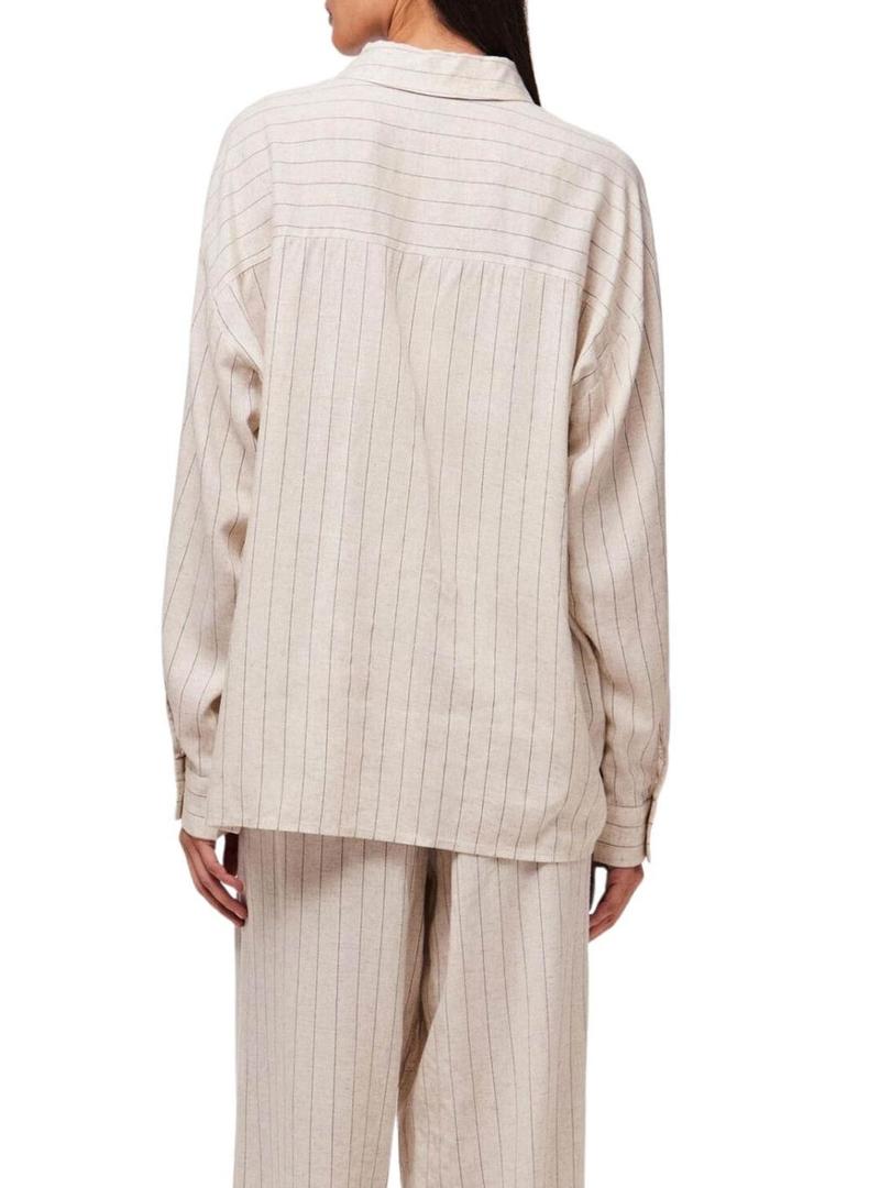 Camisa Pieces Pia oversize bege para mulher