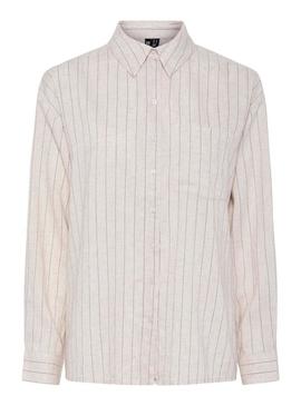 Camisa Pieces Pia oversize bege para mulher