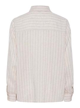 Camisa Pieces Pia oversize bege para mulher