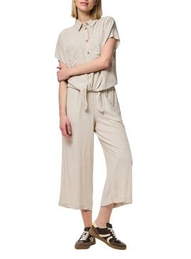 Camisa Pieces Pia bege para mulher.