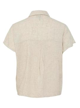 Camisa Pieces Pia bege para mulher.