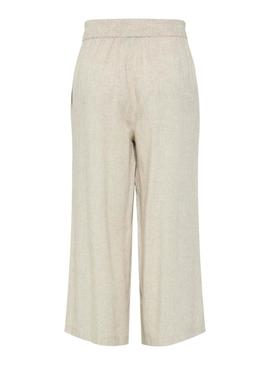 Calça Pieces Pia bege para mulher