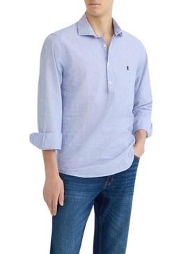 Camisa O Polvo Oxford listrado azul para homem.