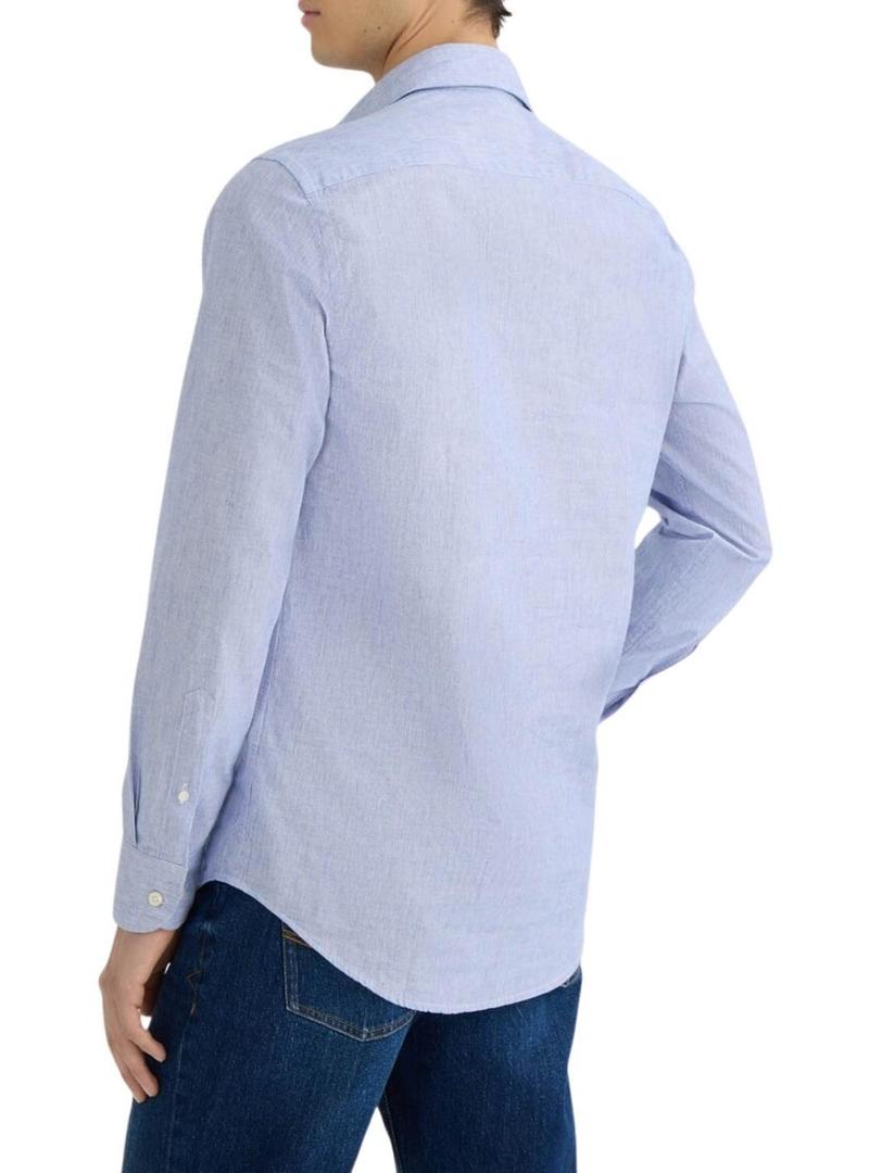 Camisa O Polvo Oxford listrado azul para homem.