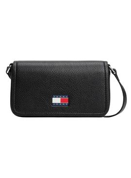 Bolsa Tommy jeans Must Flap preta para mulher.