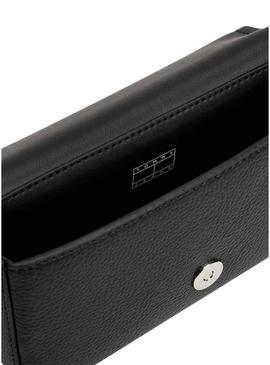 Bolsa Tommy jeans Must Flap preta para mulher.