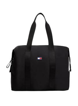 Bolsa Tommy Jeans Urban Duffle preta esportiva para mulher e homem.