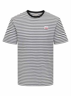 Camiseta Only and Sons Dawson branca e preta para homem.