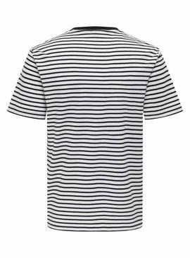 Camiseta Only and Sons Dawson branca e preta para homem.