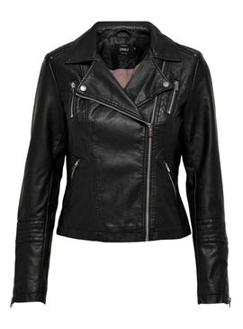 Jaqueta de couro sintético preto Only Gemma para mulher