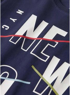 Camiseta Name t Kingston azul marino para menino