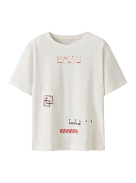 Camiseta Name It Kingston branca para menino.