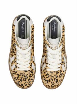 Sapatilhas Pepe Jeans Ball Top animal print para mulher.