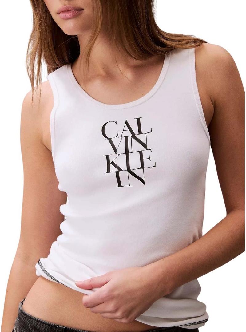 Camiseta Calvin Klein Jeans Rib branca para mulher.