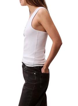 Camiseta Calvin Klein Jeans Rib branca para mulher.