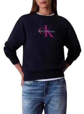 Moletom Calvin Klein Jeans Monologue azul para mulher
