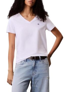Camiseta Calvin Klein Jeans Monogram branca para mulher.