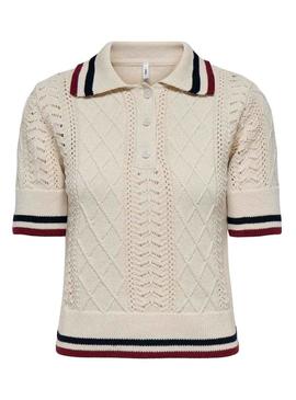 Camisa Polo Only Rosanna bege para mulher