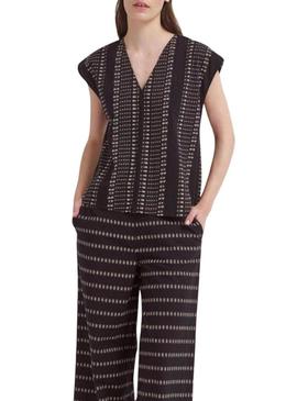 Top Vila Savila preto de babado de mulher 