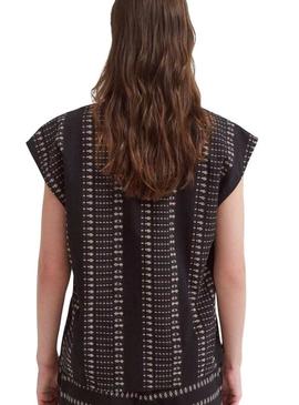 Top Vila Savila preto de babado de mulher 