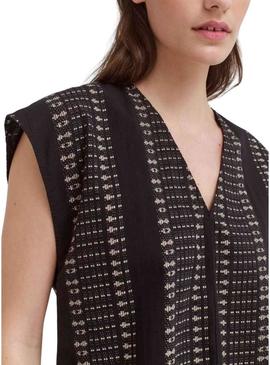 Top Vila Savila preto de babado de mulher 