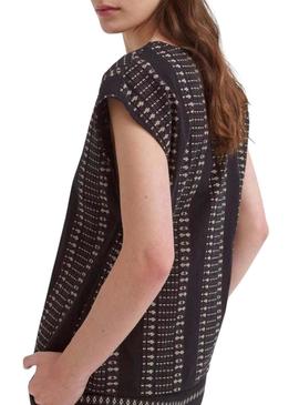 Top Vila Savila preto de babado de mulher 