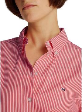 Camisa Tommy Jeans Poplin listras para homem