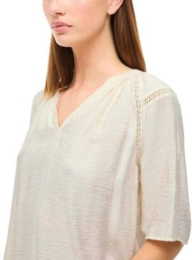 Blusa Vila Vilisbeth bege para mulher